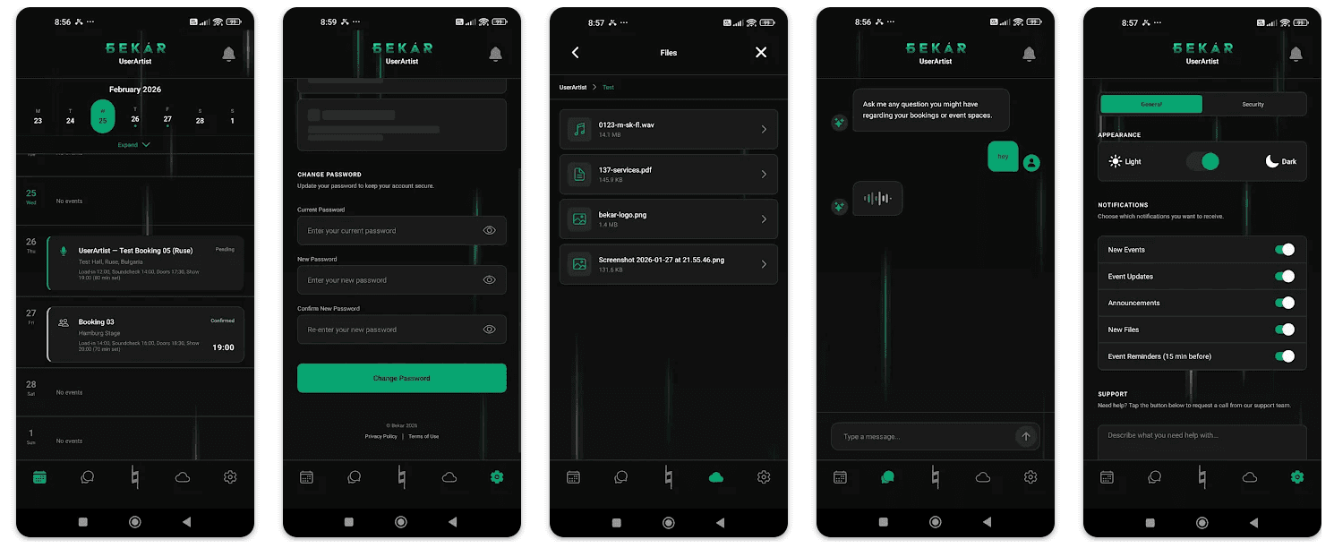 Bekar Music Group: Booking agency app